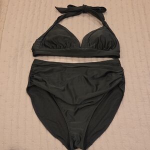 Chic Black Halter Bikini Set